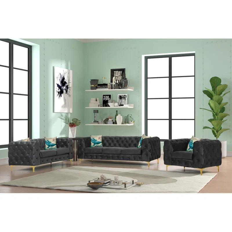 Donavynz 3 - Piece Velvet Living Room Set Luxury Sofa Set