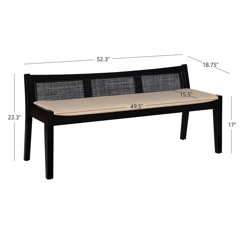 Dogger Cane Back Cushioned Bench