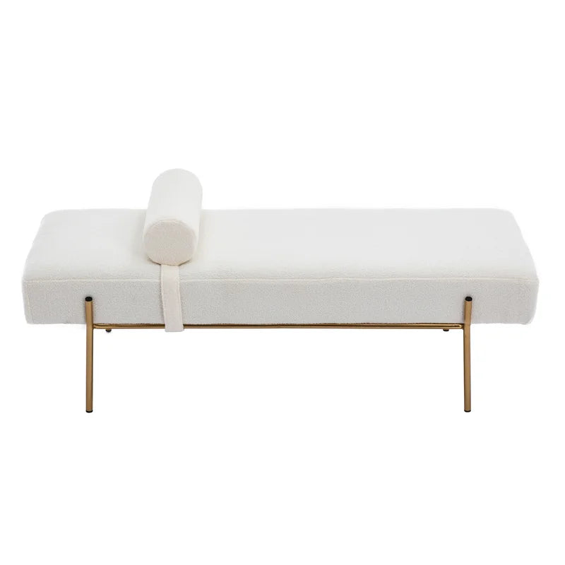 Labornite Modern Faux Fur Upholstered Ottoman Bench Seat with Gold Legs
