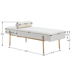 Labornite Modern Faux Fur Upholstered Ottoman Bench Seat with Gold Legs