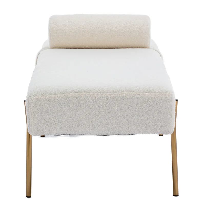Labornite Modern Faux Fur Upholstered Ottoman Bench Seat with Gold Legs