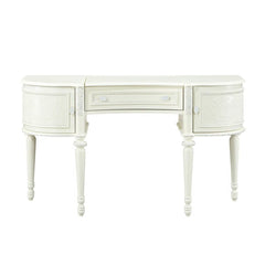 Robersto Transitional 52"L Half Moon Vanity Desk with Mirror in Ivory