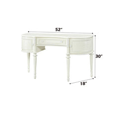 Robersto Transitional 52"L Half Moon Vanity Desk with Mirror in Ivory