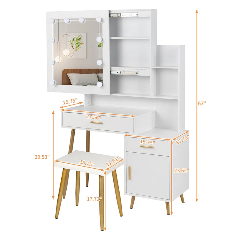 Sarah Dressing Table With Mirror - Wooden bazar