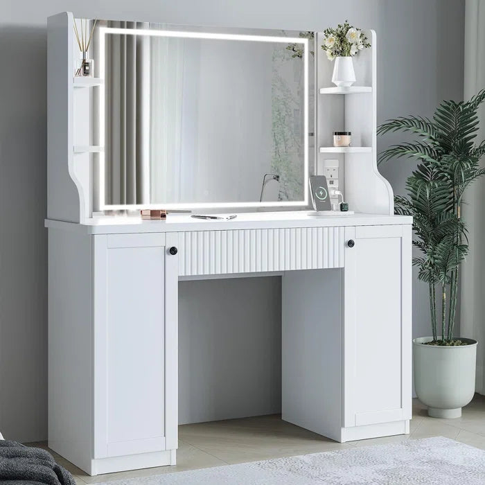 LEXINON Dressing Table With Mirror And Drawers With Adjustable Brightness