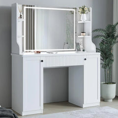 LEXINON Dressing Table With Mirror And Drawers With Adjustable Brightness