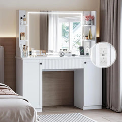 LEXINON Dressing Table With Mirror And Drawers With Adjustable Brightness
