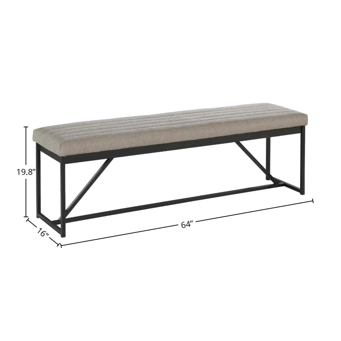 Pavilon Upholstered bench in black Metal  - Wooden bazar