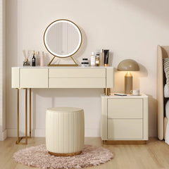 Kampored Modern Makeup Vanity Table Set with Four Storage Drawers and Vanity Stool