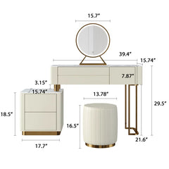 Kampored Modern Makeup Vanity Table Set with Four Storage Drawers and Vanity Stool
