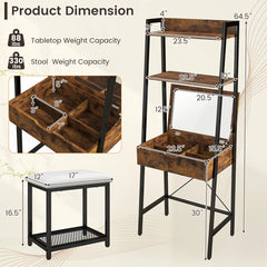 Talaya Vanity Bookshelf & Racks & Stool