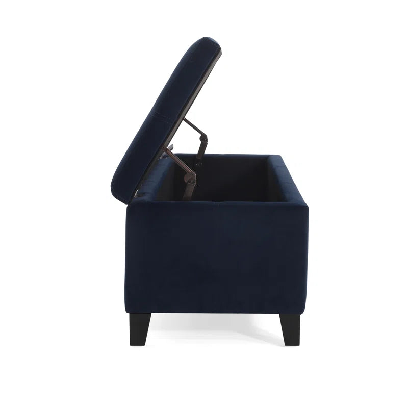 Nazitex Velvet Upholstered Storage Bench - Wooden Bazar