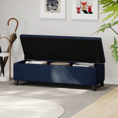 Nazitex Velvet Upholstered Storage Bench - Wooden Bazar