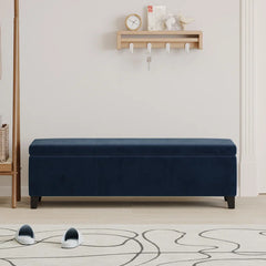 Nazitex Velvet Upholstered Storage Bench - Wooden Bazar
