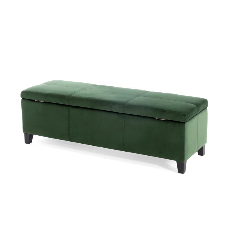 Nazitex Velvet Upholstered Storage Bench - Wooden Bazar