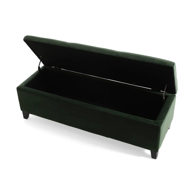 Nazitex Velvet Upholstered Storage Bench - Wooden Bazar