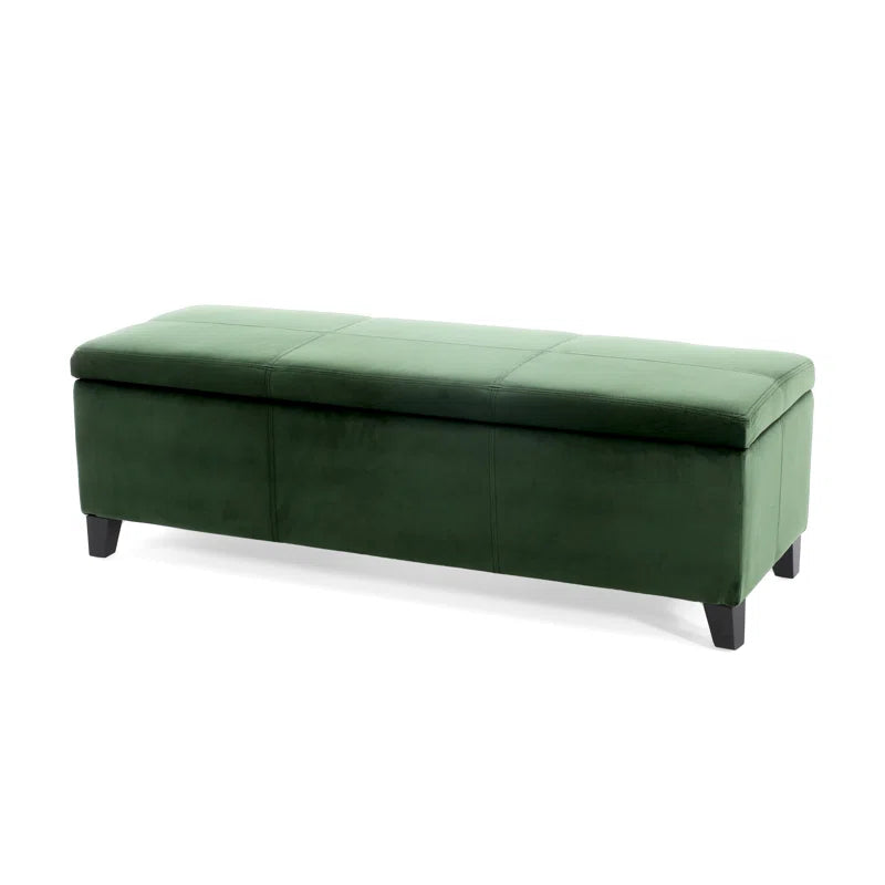Nazitex Velvet Upholstered Storage Bench - Wooden Bazar