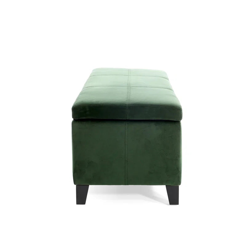Nazitex Velvet Upholstered Storage Bench - Wooden Bazar