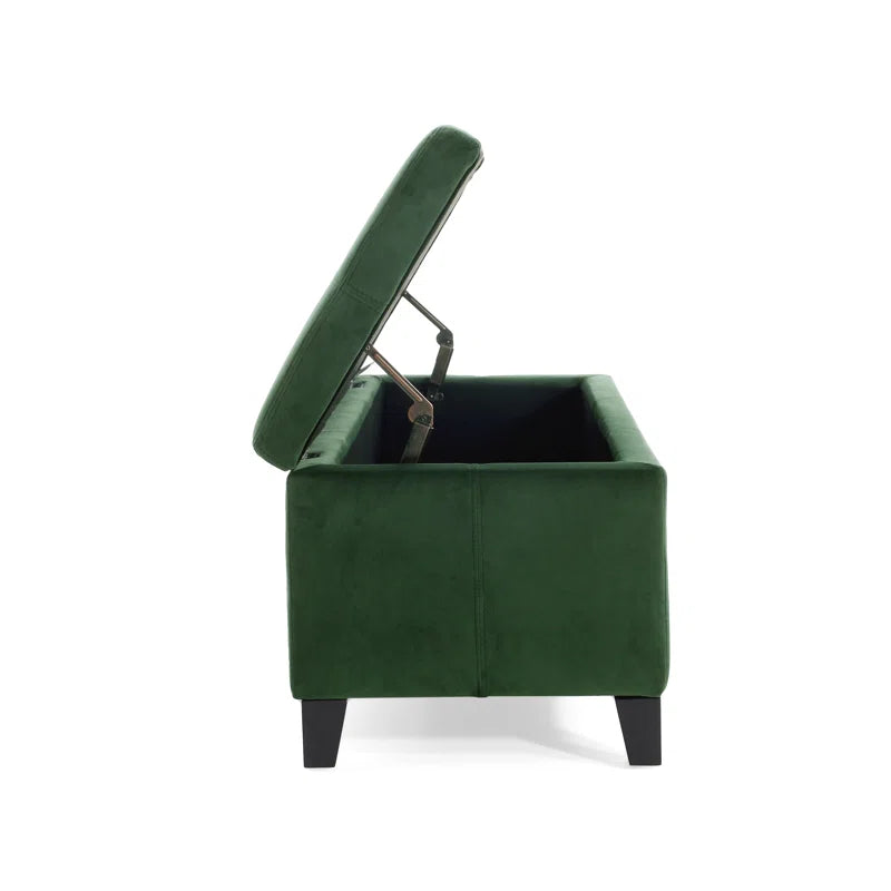 Nazitex Velvet Upholstered Storage Bench - Wooden Bazar
