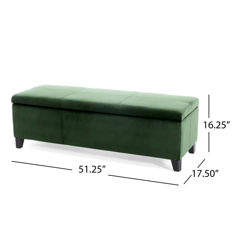 Nazitex Velvet Upholstered Storage Bench - Wooden Bazar