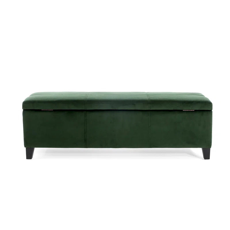 Nazitex Velvet Upholstered Storage Bench - Wooden Bazar