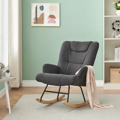 Lambswool Upholstered Metal Rocking Chair - Wooden Bazar