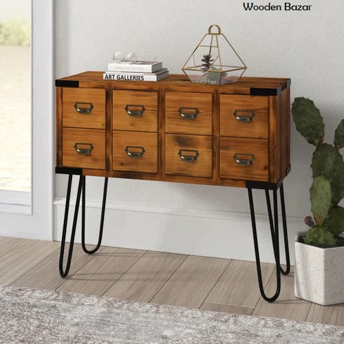 Ellefson 36" Antique Storage Console Table with 8 Drawers - Wooden Bazar