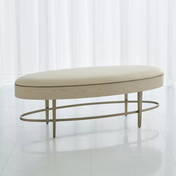 Nimancid Elegant Modern Oval Bench with Upholstered Seat