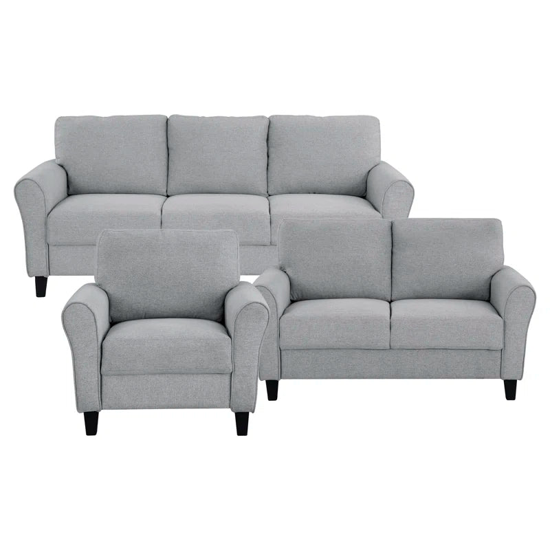 Emilion 3-Piece Upholstered Living Room Luxury Sofa Set