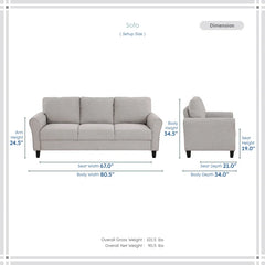 Emilion 3-Piece Upholstered Living Room Luxury Sofa Set