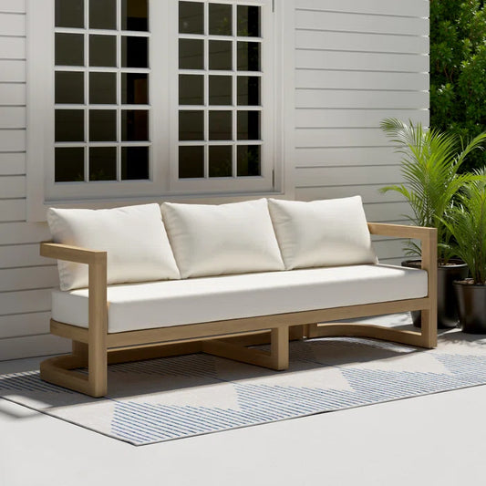 3-Person Acacia Wood Seating Sofa With Light Teak Finish