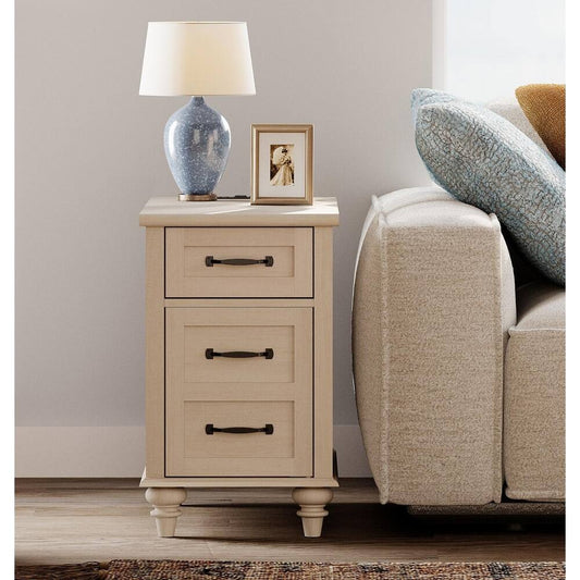 End Table with Charging Station, Side Table with Storage, 2 Power outlets & 2 USB Ports for Living Room