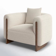 Kanuum Modern Upholstered Barrel Chair - Wooden Bazar