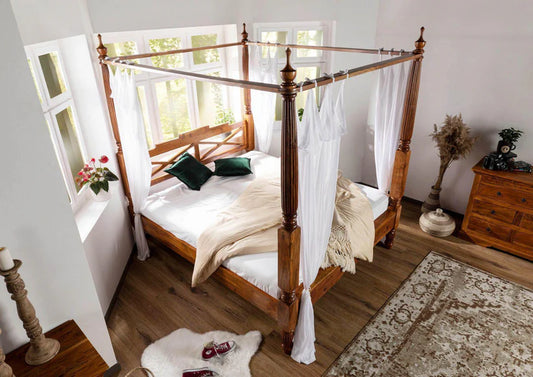 Krishu Solid Wood Poster Bed - Wooden Bazar