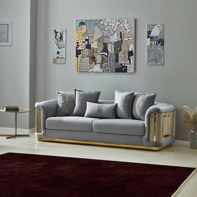 Eudellaz 3 - Piece Velvet Living Room Luxury Sofa Set