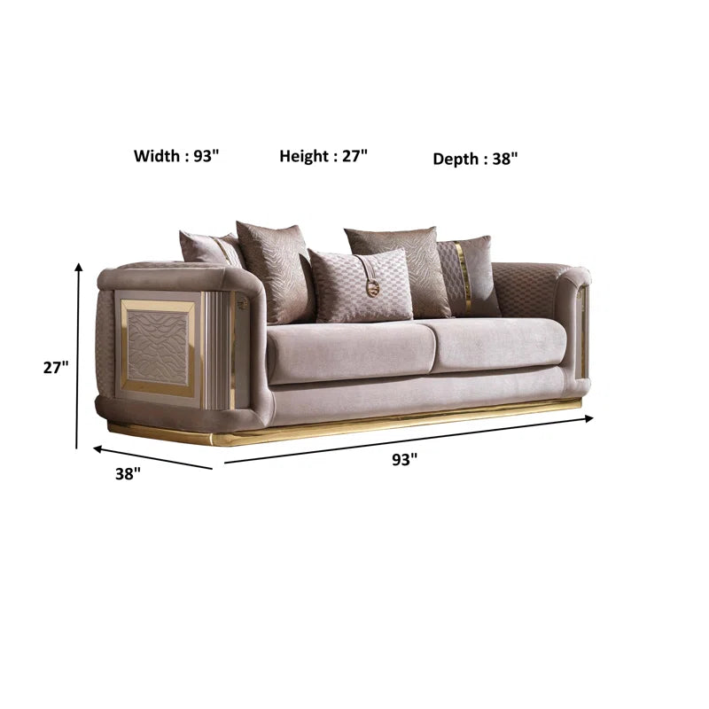 Eudellaz 3 - Piece Velvet Living Room Luxury Sofa Set