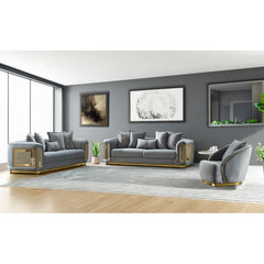 Eudellaz 3 - Piece Velvet Living Room Luxury Sofa Set