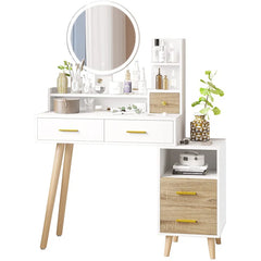 Balstone Vanity with Mirror And Stool - Wooden Bazar