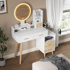Balstone Vanity with Mirror And Stool - Wooden Bazar