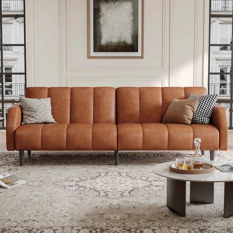 Zaksson Faux Leather Convertible Sofa Modern Furniture - Wooden Bazar