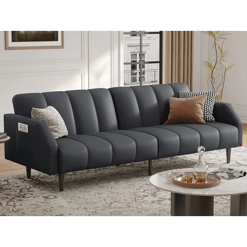 Zaksson Faux Leather Convertible Sofa Modern Furniture - Wooden Bazar