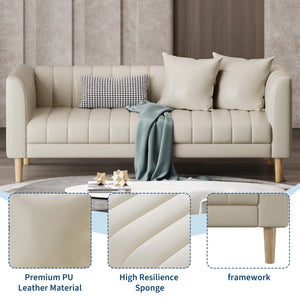 Pilgrim Modern Faux Leather 3-Seater Sofa Couch with Deep Seats