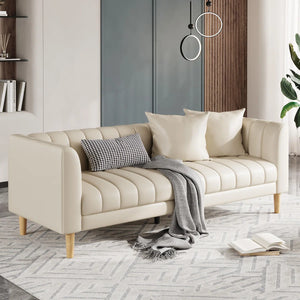 Pilgrim Modern Faux Leather 3-Seater Sofa Couch with Deep Seats