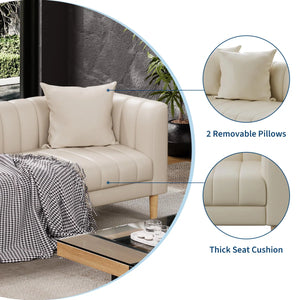 Pilgrim Modern Faux Leather 3-Seater Sofa Couch with Deep Seats