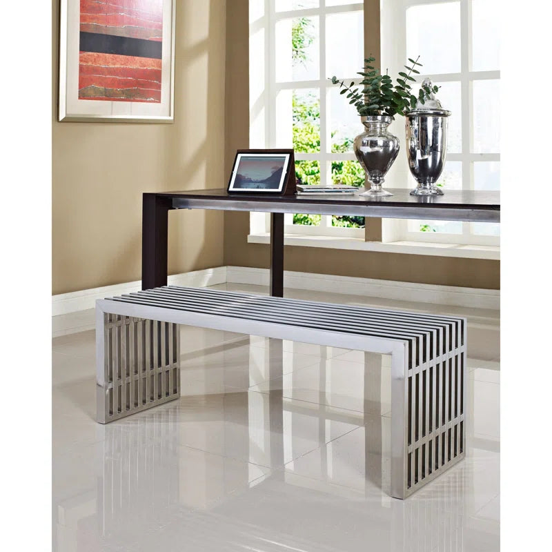 Lazmin Metal Bench stainless Steel SS-304 - Wooden Bazar