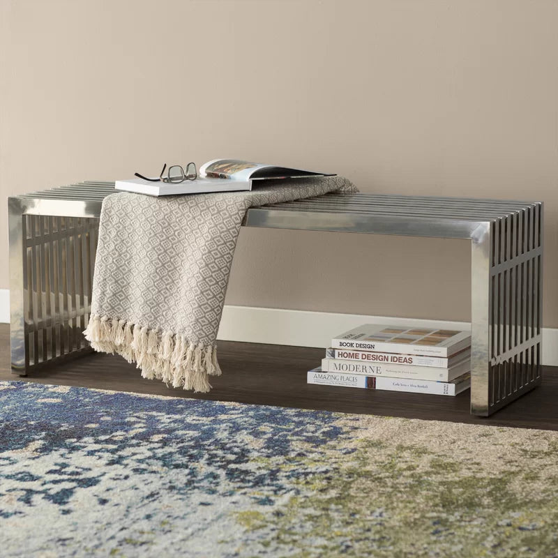 Lazmin Metal Bench stainless Steel SS-304 - Wooden Bazar