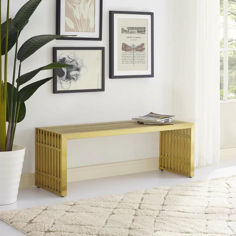 Lazmin Metal Bench stainless Steel SS-304 - Wooden Bazar