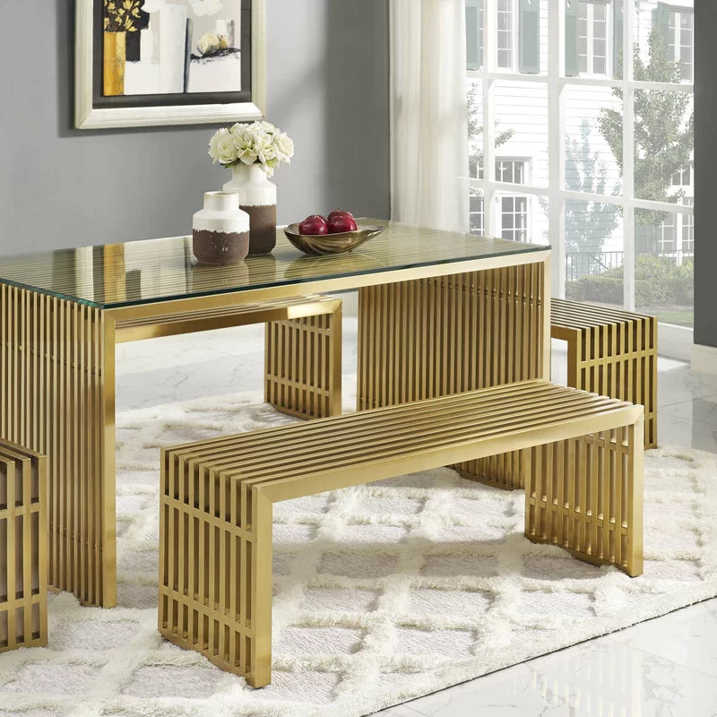 Lazmin Metal Bench stainless Steel SS-304 - Wooden Bazar