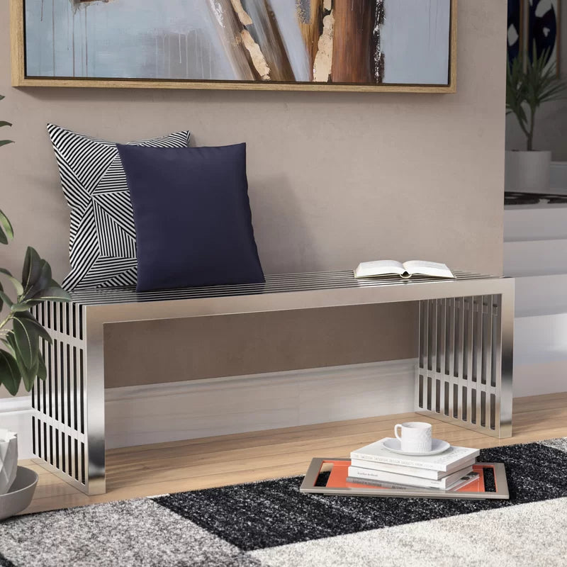 Lazmin Metal Bench stainless Steel SS-304 - Wooden Bazar