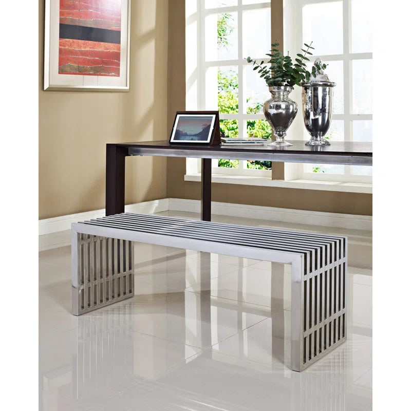 Lazmin Metal Bench stainless Steel SS-304 - Wooden Bazar